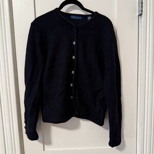 Karen Scott Women's Black Wool Cardigan Sweater Size Small Petite Fall Australia